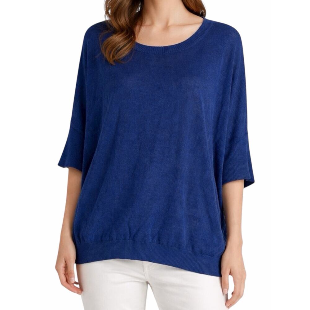 J. Crew Batwinged Crew Neck Sweater 3/4 Sleeve Blue Size XS